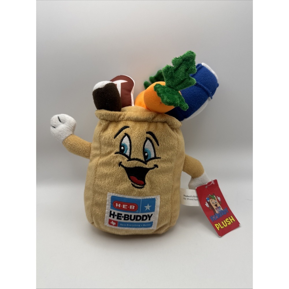 HEB Texas HEBuddy Grocery Store Bag Sack 9" Plush Stuffed Character